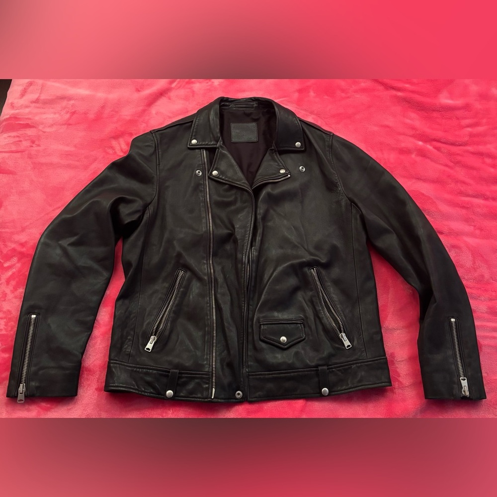 All Saints Men’s Black Leather Jacket